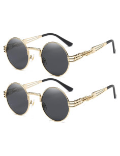 Gafas de Sol Steampunk Dollger Redondas con Lentes Negros
