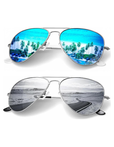 Gafas de Sol KALIYADI Aviador Polarizadas UV 2 Paquete