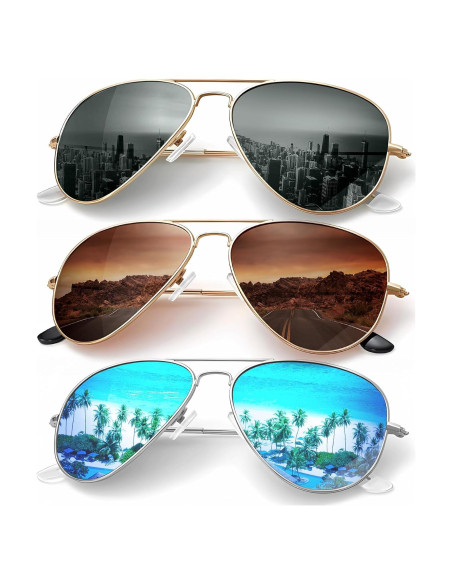 Gafas de Sol KALIYADI Aviador Polarizadas 3 Piezas UV