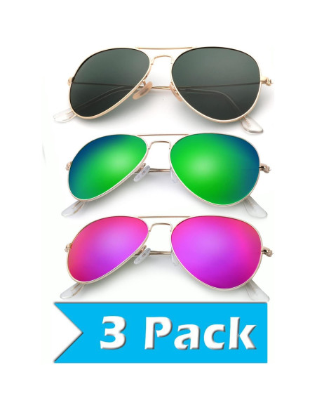 Gafas de Sol KALIYADI Aviador Polarizadas UV 3 Paquetes