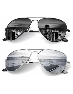 Gafas de Sol KALIYADI Aviador Polarizadas UV 2 Paquete