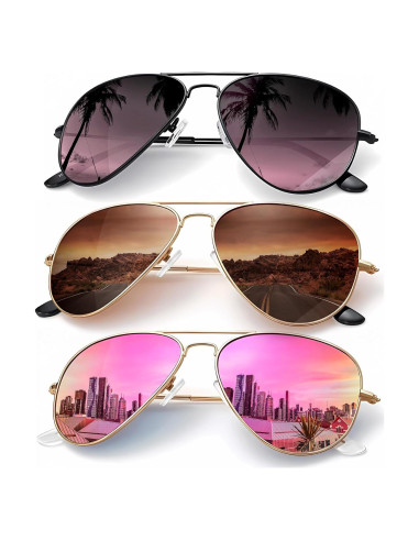 Gafas de Sol KALIYADI Aviador Polarizadas UV 3 Paquetes