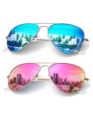 Gafas de Sol KALIYADI Aviador Polarizadas UV 2 Paquete