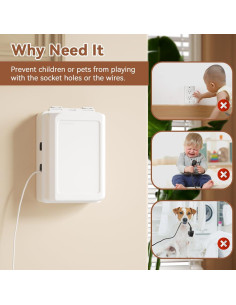 Caja de Cubierta de Enchufe Eléctrico EUDEMON Blanca - Seguridad Niños 2