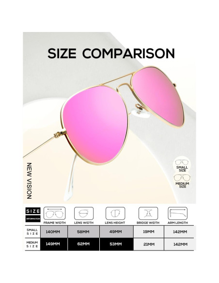 Gafas de Sol KALIYADI Aviador Polarizadas UV 62mm Rosa D