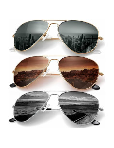Gafas de Sol KALIYADI Aviador Polarizadas UV 3 Paquetes