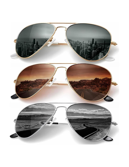 Gafas de Sol KALIYADI Aviador Polarizadas UV 3 Paquetes