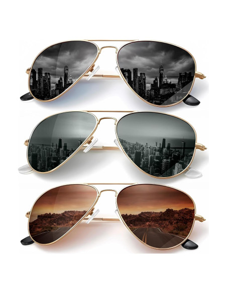 Gafas de Sol KALIYADI Aviador Polarizadas 3 Piezas UV