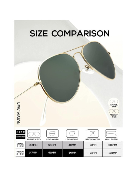 Gafas de Sol KALIYADI Aviador Polarizadas 3 Piezas UV