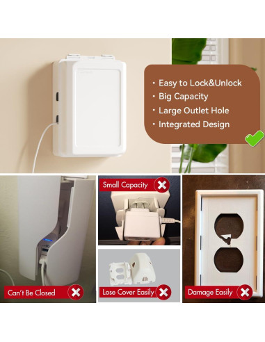 Caja de Cubierta de Enchufe Eléctrico EUDEMON Blanca - Seguridad Niños