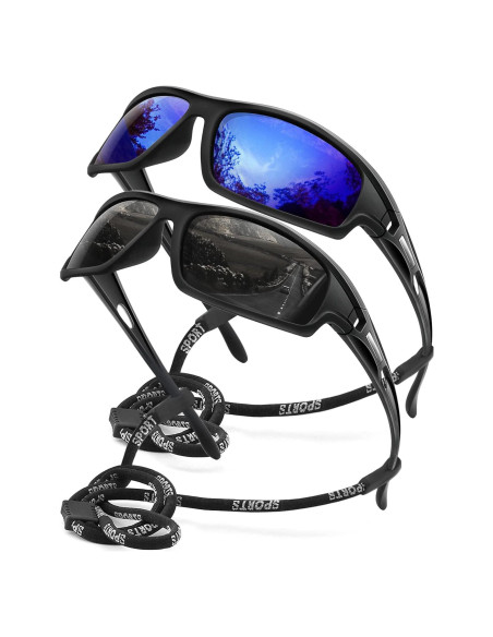 Gafas de sol deportivas AWGSEE polarizadas 100% UV paquete 2