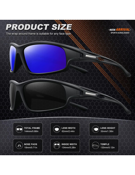 Gafas de sol deportivas AWGSEE polarizadas 100% UV paquete 2