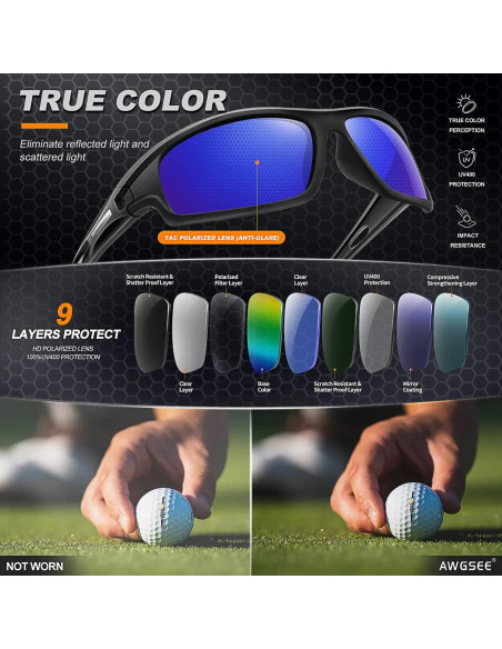 Gafas de sol deportivas AWGSEE polarizadas 100% UV paquete 2