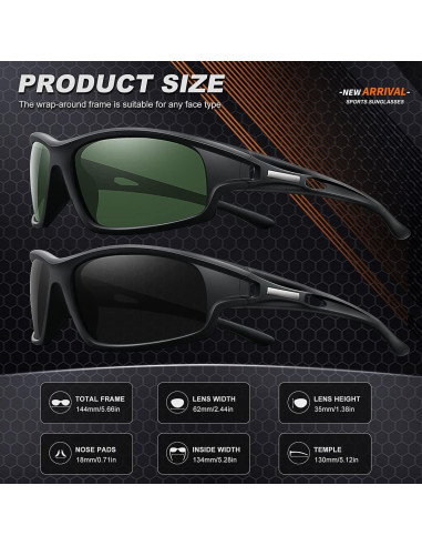 Gafas de sol polarizadas AWGSEE para hombres 100% UV