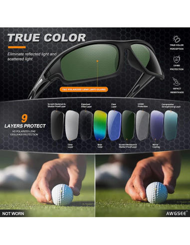 Gafas de sol polarizadas AWGSEE para hombres 100% UV