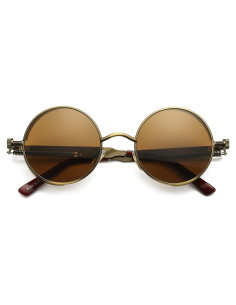 Gafas de sol redondas AIEYEZO Steampunk UV 100% Bronce