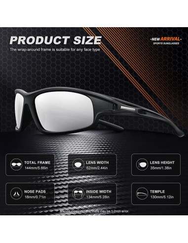 Gafas de sol deportivas AWGSEE polarizadas UV 100% para hombres