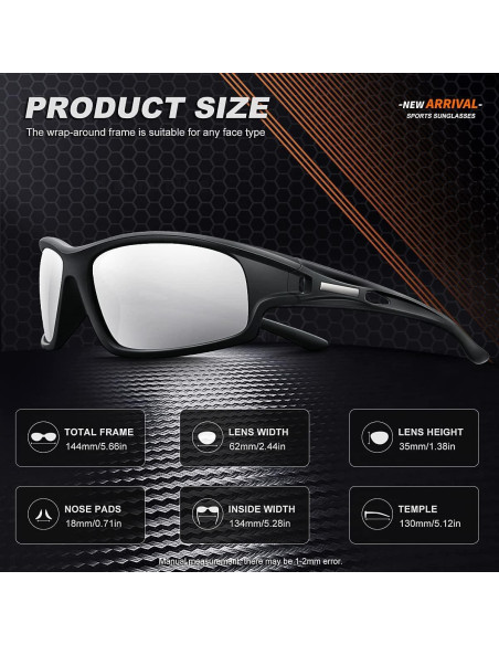 Gafas de sol deportivas AWGSEE polarizadas UV 100% para hombres