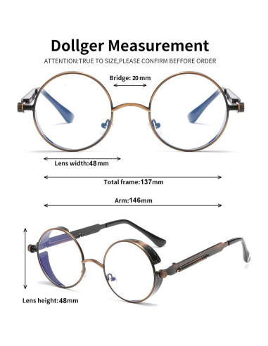 Gafas de Sol Redondas Steampunk Dollger UV400 Metal