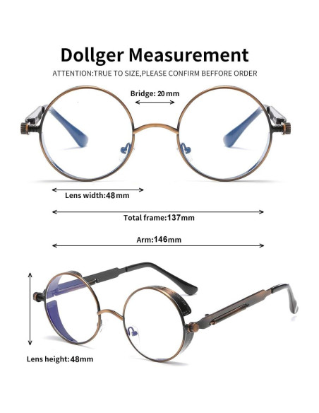 Gafas de Sol Redondas Steampunk Dollger UV400 Metal