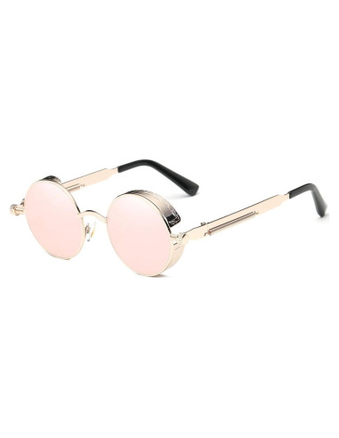 Gafas de sol redondas Dollger UV400 metal rosa dorado