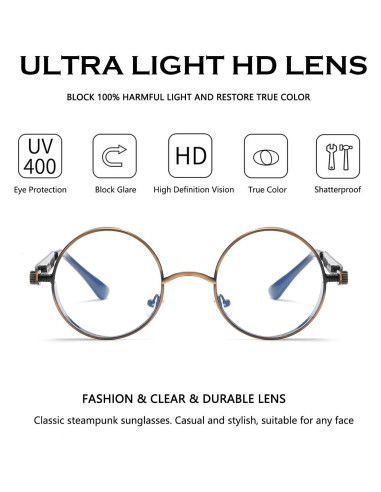 Gafas de Sol Redondas Steampunk Dollger UV400 Metal