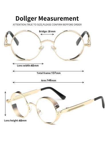 Gafas de Sol Redondas Dollger Metal UV400 Estilo Retro