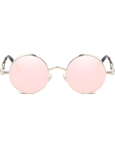 Gafas de sol redondas Dollger UV400 metal rosa dorado