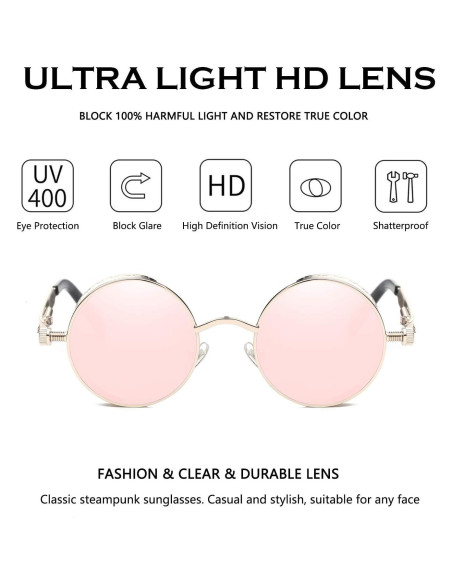 Gafas de sol redondas Dollger UV400 metal rosa dorado