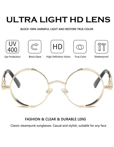 Gafas de Sol Redondas Dollger Metal UV400 Estilo Retro