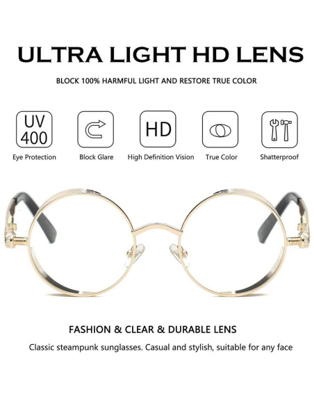 Gafas de Sol Redondas Dollger Metal UV400 Estilo Retro