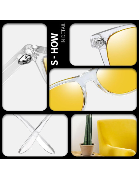 Gafas de sol Joopin cuadradas amarillas UV400 unisex Gafas de sol Joopin cuadradas amarillas UV400 unisex