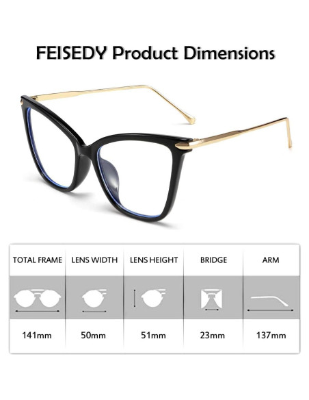 Gafas FEISEDY Ojo de Gato con Bloqueo Luz Azul para Mujeres