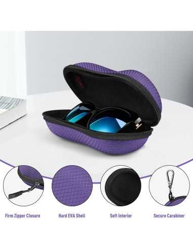 Funda de Gafas Fintie AGSB Dura EVA con Mosquetón Violeta