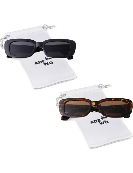 Gafas de sol rectangulares ADE WU unisex retro 90s UV400 Gafas de sol rectangulares ADE WU unisex retro 90s UV400