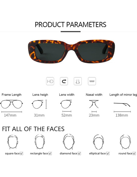 Gafas de sol rectangulares ADE WU unisex retro 90s UV400 Gafas de sol rectangulares ADE WU unisex retro 90s UV400