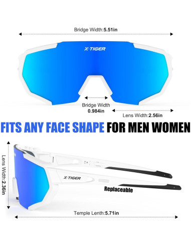 Gafas de Sol X-TIGER Polarizadas con 5 Lentes Intercambiables