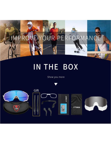 Gafas de Sol X-TIGER Polarizadas con 5 Lentes Intercambiables