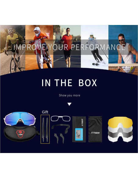 Gafas de Sol X-TIGER Deportivas Polarizadas 5 Lentes Gafas de Sol X-TIGER Deportivas Polarizadas 5 Lentes