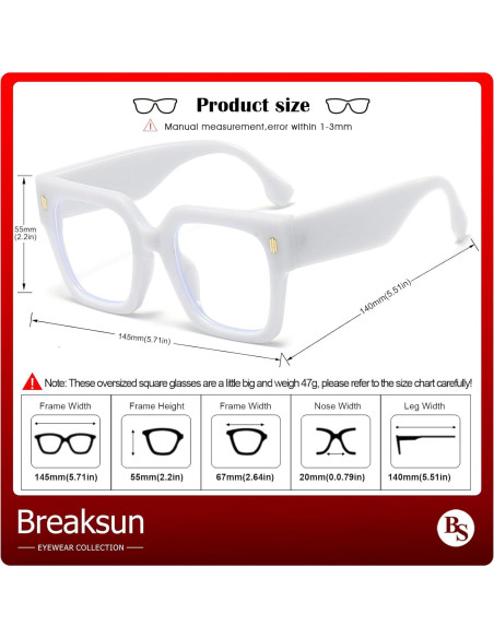 Gafas Anti Luz Azul Breaksun B40 Cuadradas Grandes Blancas Gafas Anti Luz Azul Breaksun B40 Cuadradas Grandes Blancas