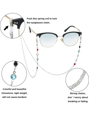 Cadena de Gafas Frienda 6 Piezas con Perlas para Mujeres