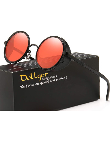 Gafas de sol redondas Dollger steampunk UV400 lente espejo