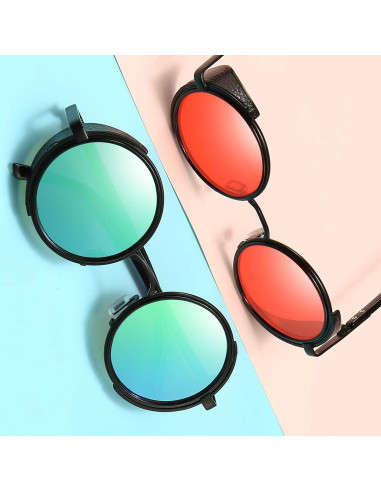 Gafas de sol redondas Dollger steampunk UV400 lente espejo