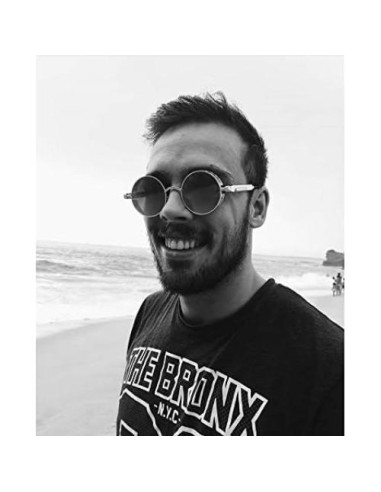 Gafas de Sol Retro Steampunk FEISEDY Metal Negro 4.83 cm