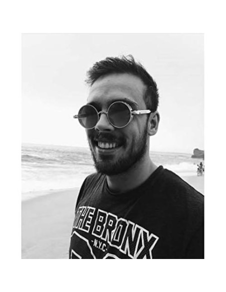 Gafas de Sol Retro Steampunk FEISEDY Metal Negro 4.83 cm