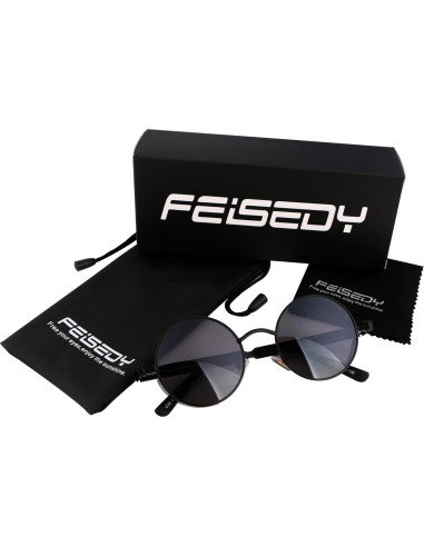 Gafas de Sol Retro Steampunk FEISEDY Metal Negro 4.83 cm