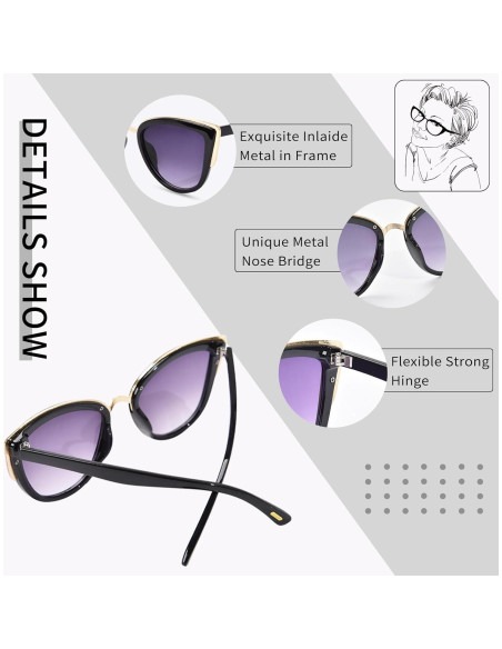 Gafas de sol OPTOFENDY estilo ojo de gato UV 99% protección