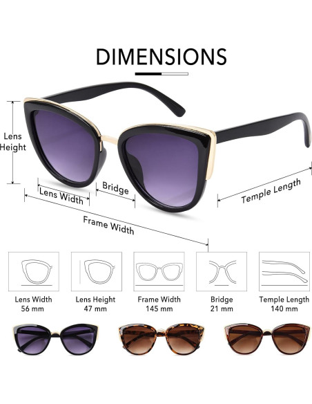 Gafas de sol OPTOFENDY estilo ojo de gato UV 99% protección