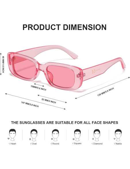 Gafas de Sol Rectangulares JASPIN UV400 Rosa Claro Gafas de Sol Rectangulares JASPIN UV400 Rosa Claro
