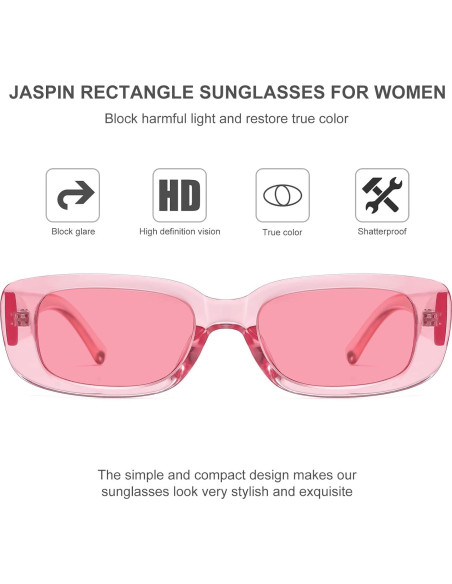 Gafas de Sol Rectangulares JASPIN UV400 Rosa Claro Gafas de Sol Rectangulares JASPIN UV400 Rosa Claro